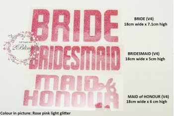 Iron on transfer,  WEDDING, BRIDE, BRIDESMAID(v4)